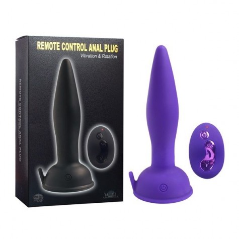 Фиолетовый анальный вибростимулятор Remote Control Anal Plug - 17,5 см.