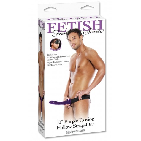 Мужской полый фиолетовый страпон 10" Purple Passion Hollow Strap-On - 24 см.